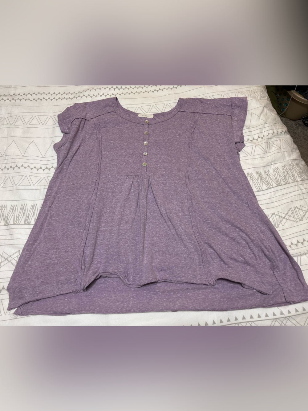 entro Heathered Purple Button-Neck Tee